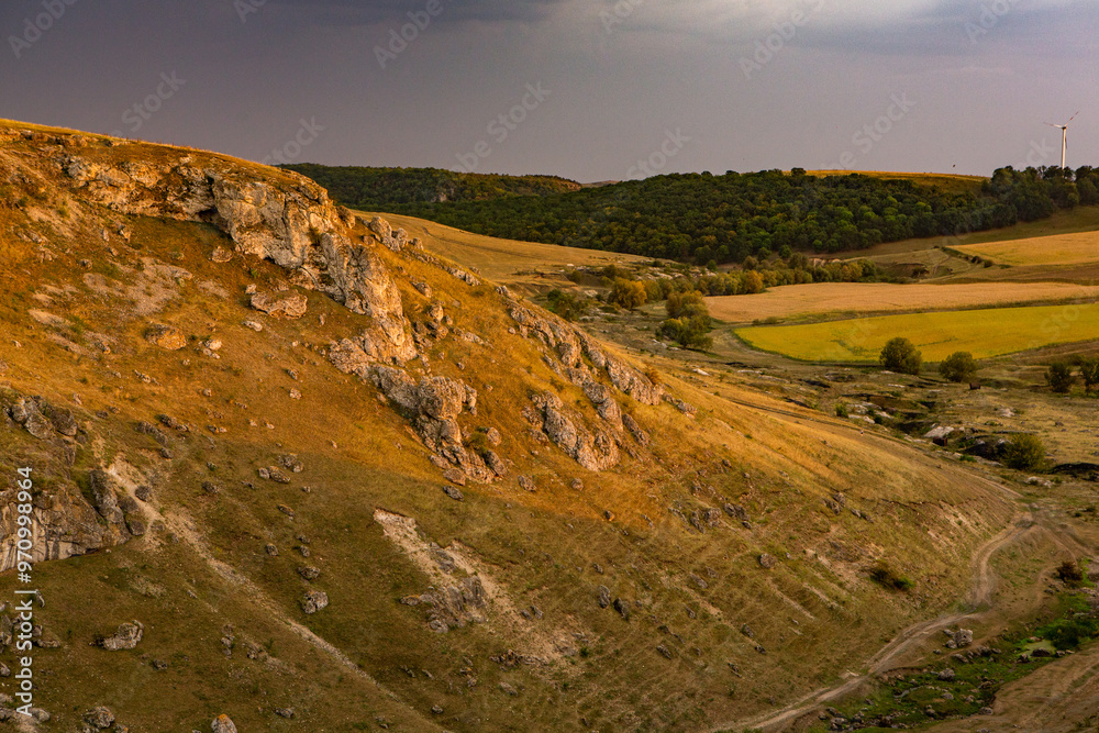 Fototapeta premium Beautiful summer landscape in the north of the Republic of Moldova. A small Eastern European country from the former USSR.