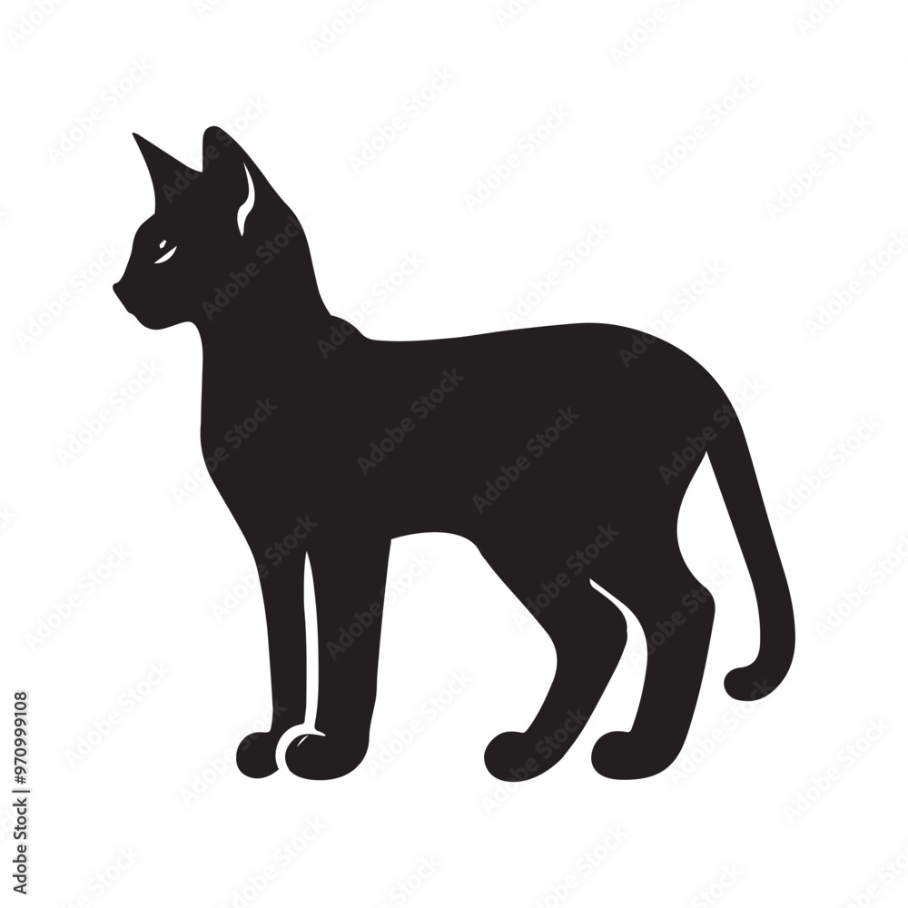Egyptian Mau cat silhouette Clipart - Cat Vector illustration in black and white
Egyptian Mau cat silhouette Clipart - Cat Vector illustration in black and white