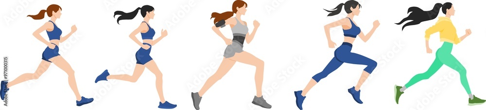 ランニングする女性のイラスト ランニングする女性のイラスト