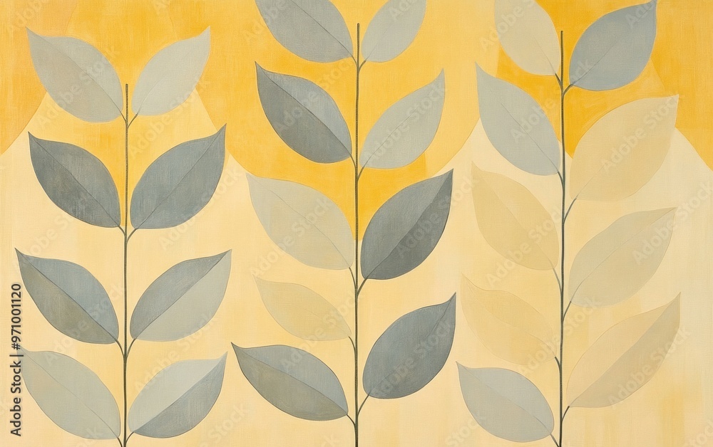 Light yellow and light gray leaf patterns Light yellow and light gray leaf patterns