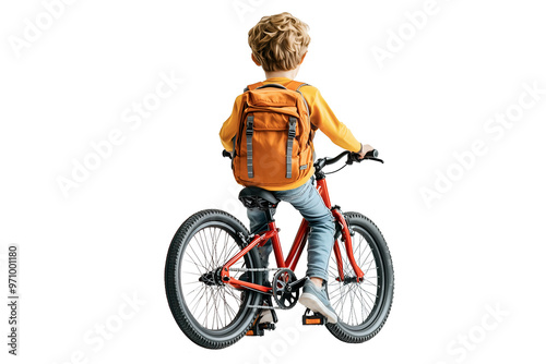 child riding a bike on white