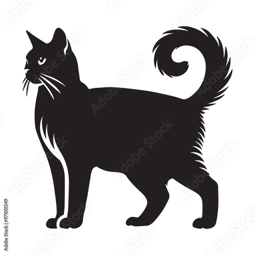 Wallpaper Mural Manx cat silhouette Clipart - Cat Vector illustration in black and white Torontodigital.ca