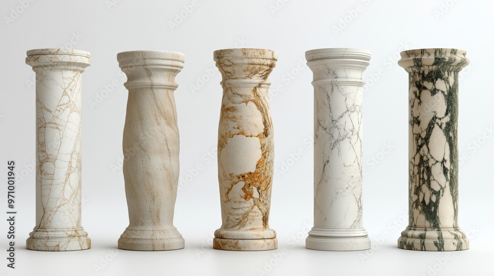 Elegant 3d marble column collection for architectural design and interior decor Elegant 3d marble column collection for architectural design and interior decor