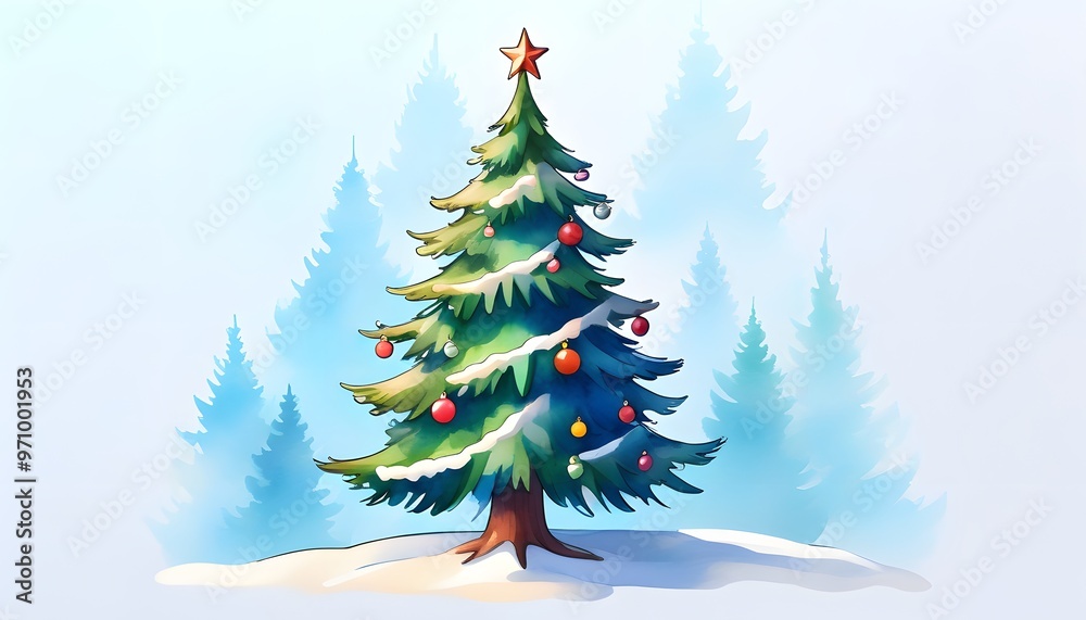 Obraz premium christmas tree with snow
