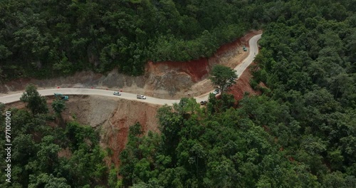 Wallpaper Mural Road No. 1095, Pai, Mae Hong Son, Chiang Mai Province Thailand, in The Rainy Season Aerial Top View 4k video Torontodigital.ca