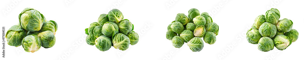 Set, collection of Brussels sprouts isolated on transparent background. Set, collection of Brussels sprouts isolated on transparent background.