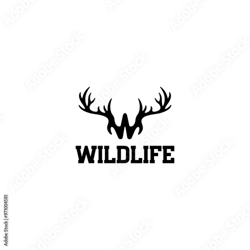 CREATIVE LOGO INITIAL W DEER ANTLERS VECTOR ILLUSTRATION