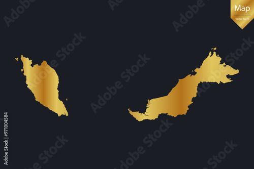 Abstract - High Detailed Gold Map of Malaysia. Vector illustration eps10.