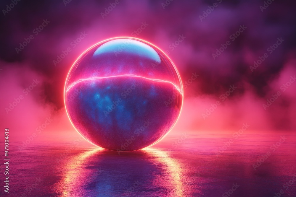 Neon Sphere in a Dreamy Landscape Neon Sphere in a Dreamy Landscape