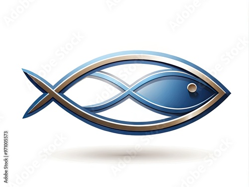 a stylized fish icon, often associated with Christianity, rendered in elegant, modern graphics against a clean white background. photo