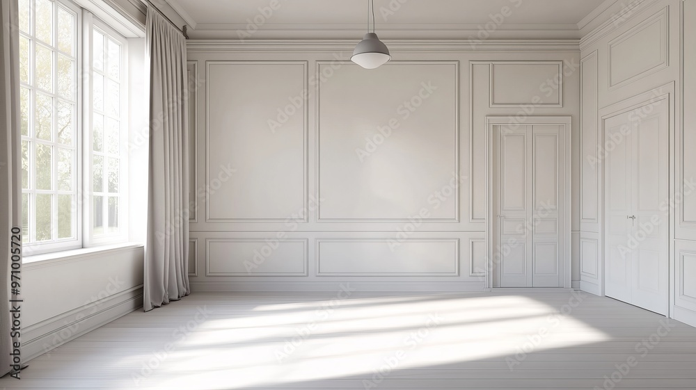 Minimalist Interior Design: Empty White Room with Sunlight Minimalist Interior Design: Empty White Room with Sunlight