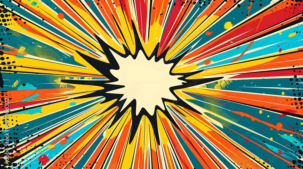 A cartoon explosion with clouds and light beams A cartoon explosion with clouds and light beams