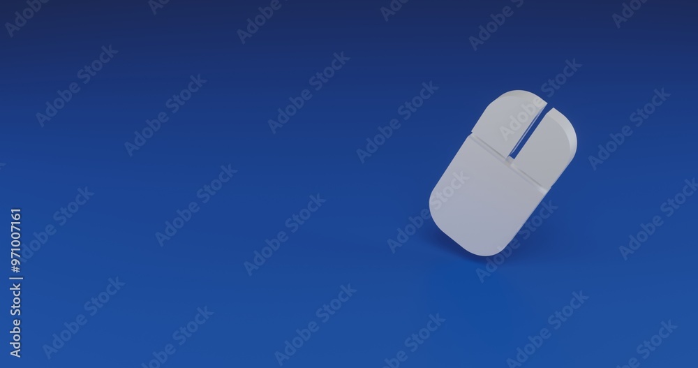 Isolated realistic white computer mouse symbol with shadow. Located on the right side of the scene. 3d illustration on transparent background Isolated realistic white computer mouse symbol with shadow. Located on the right side of the scene. 3d illustration on transparent background