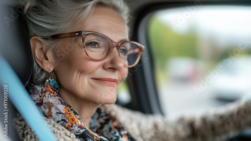 Joyful journey: smiling senior woman embracing spring travels