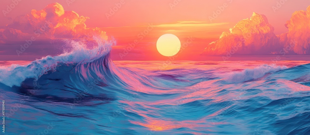 Obraz premium A vibrant and surreal representation of an ocean seascape