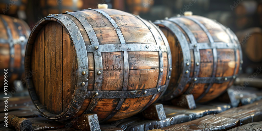 Wine wooden barrels, old shabby, background. Alcoholic winery basement storage for fermentation. Wine wooden barrels, old shabby, background. Alcoholic winery basement storage for fermentation.