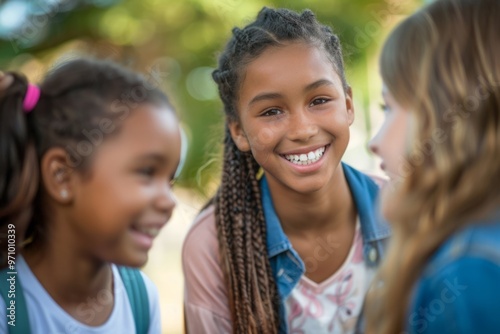 Schoolchildren communicate at recess