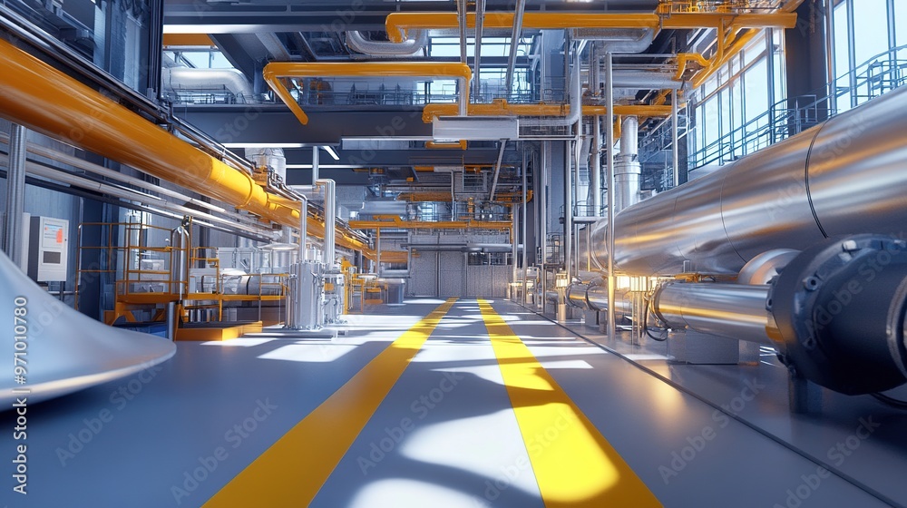 Fototapeta premium Closed loop manufacturing processes in a circular economy facility.