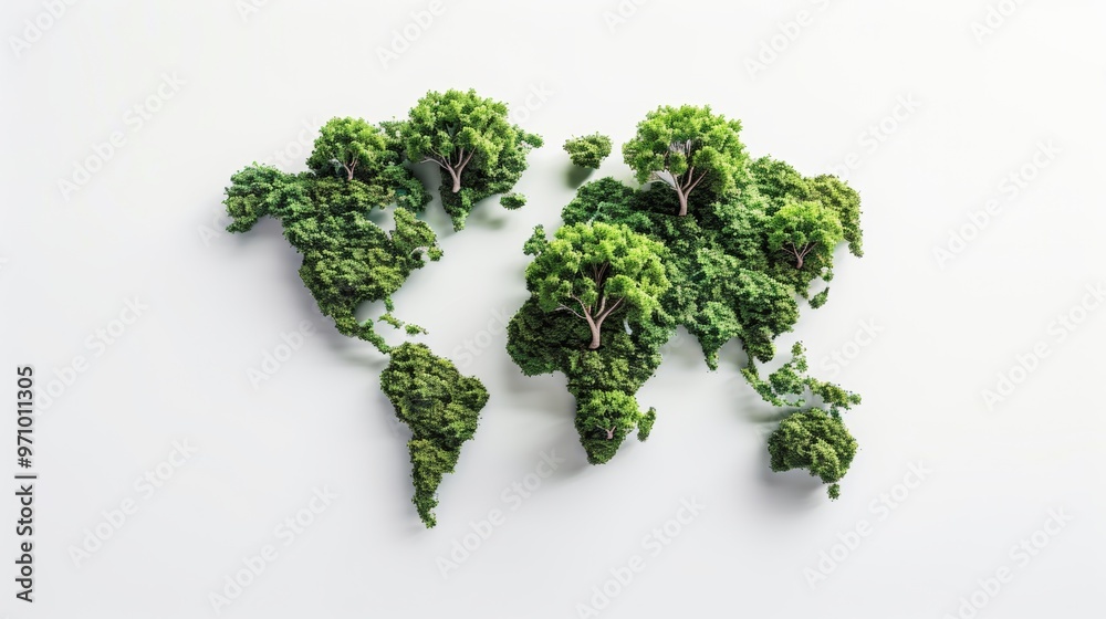 Photo of investment in our world. Environment day concept background. Ecology concept. Design with 3d tree map isolated on white background. Photo of investment in our world. Environment day concept background. Ecology concept. Design with 3d tree map isolated on white background.