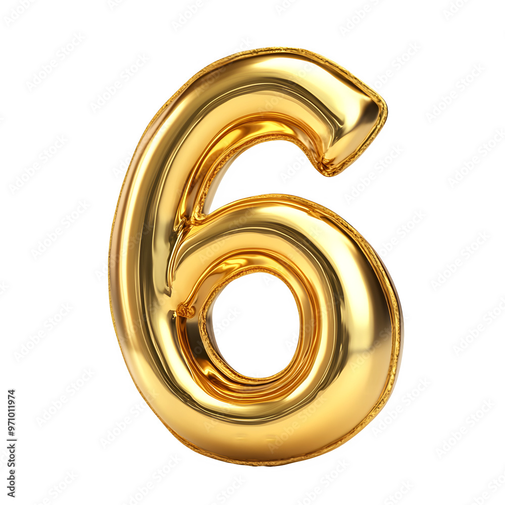 3d golden number 6 isolated on a transparent background 3d golden number 6 isolated on a transparent background