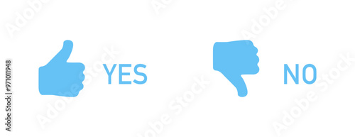 Thumb up and down blue icon. Yes or no symbol. Isolated vector