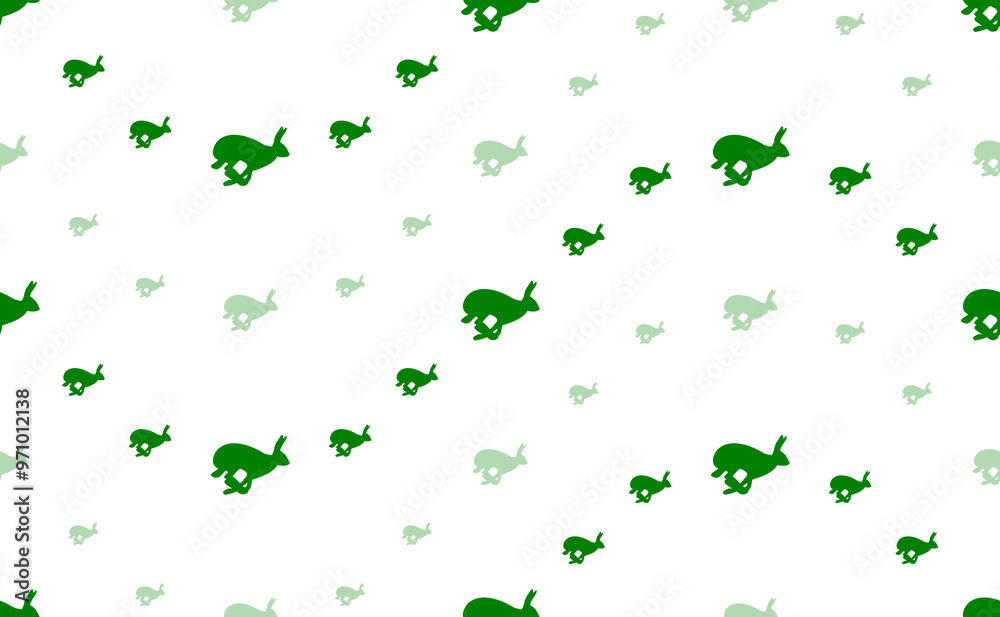 Seamless pattern of large and small green hare runs symbols. The elements are arranged in a wavy. Illustration on light green background Seamless pattern of large and small green hare runs symbols. The elements are arranged in a wavy. Illustration on light green background