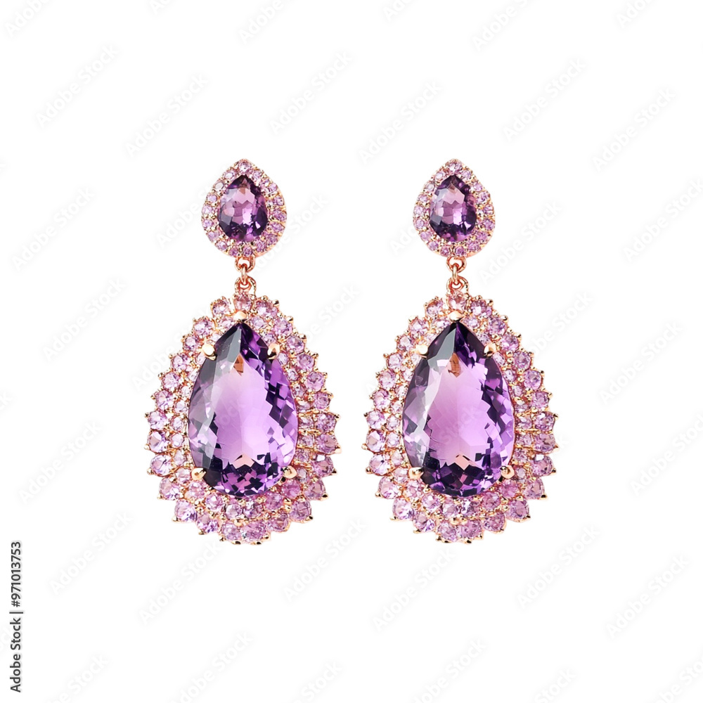 Amethyst earings isolated on transparent background Amethyst earings isolated on transparent background
