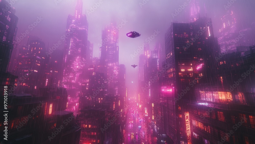 Futuristic Cityscape with Flying Cars Futuristic Cityscape with Flying Cars