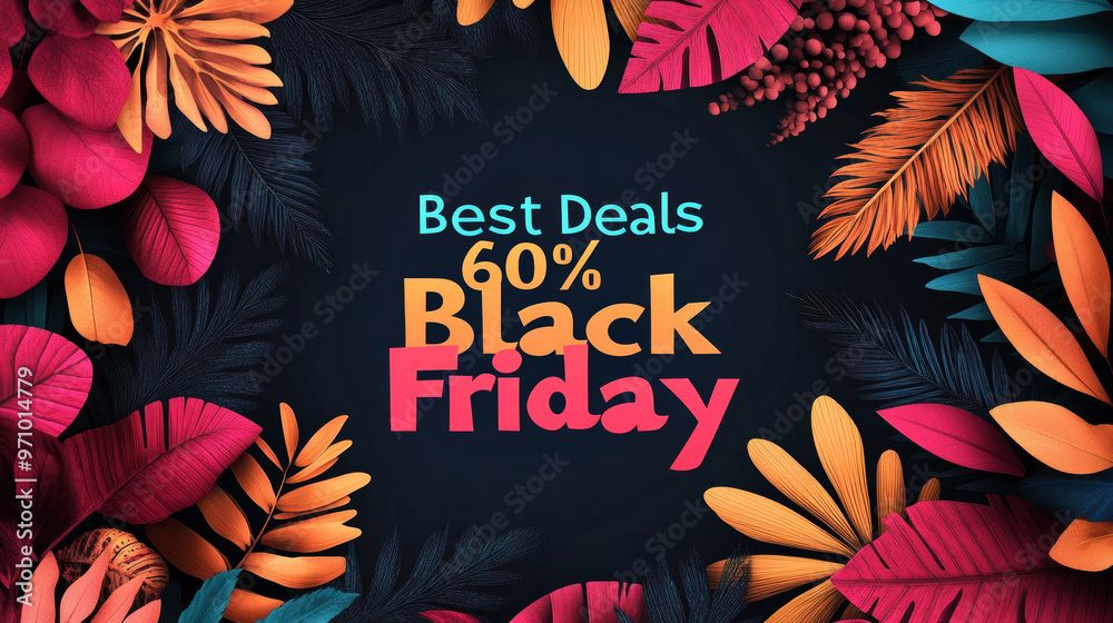 Colorful Friday banner highlighting best deals and discounts for Black Friday shopping event Colorful Friday banner highlighting best deals and discounts for Black Friday shopping event