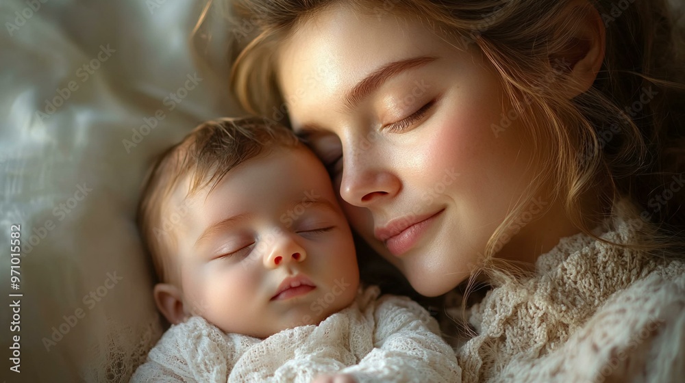 an Mother holding her newborn baby boy, symbolizing the joy and tenderness of new life and parenting. an Mother holding her newborn baby boy, symbolizing the joy and tenderness of new life and parenting.