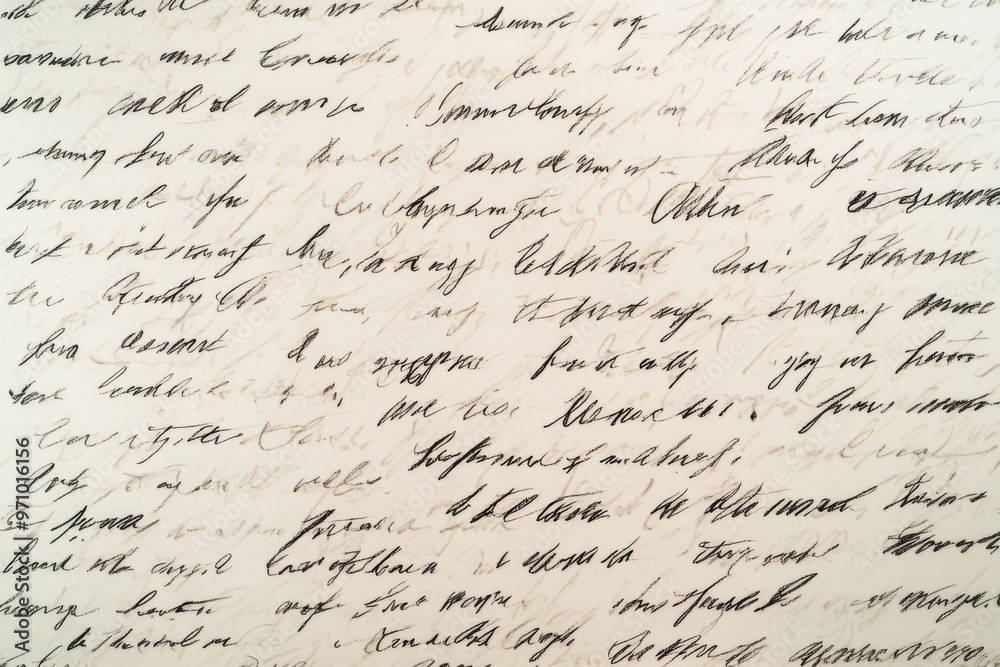 An intricate and beautifully handwritten text showcasing a classic cursive style on aged paper An intricate and beautifully handwritten text showcasing a classic cursive style on aged paper