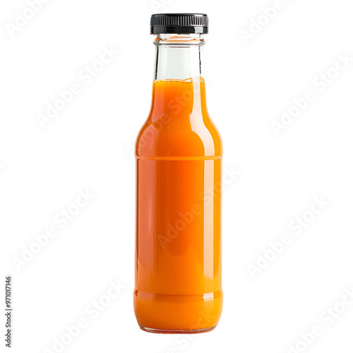 Bottle of carrot juice isolated on a transparent background