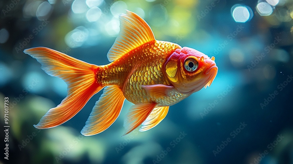this Red goldfish swimming in a clear aquarium, capturing the calm and beauty of aquatic life. this Red goldfish swimming in a clear aquarium, capturing the calm and beauty of aquatic life.