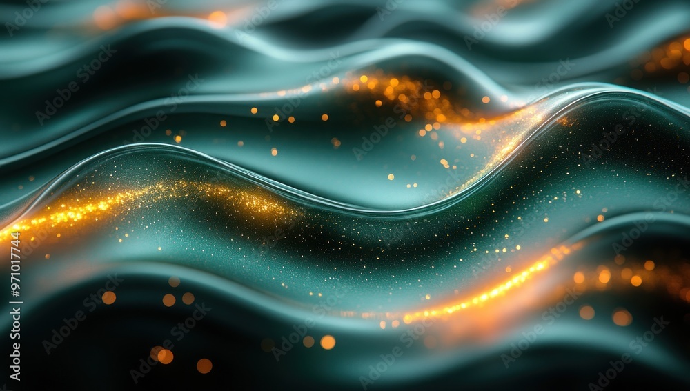 Abstract Wavy Background with Golden Sparkle Abstract Wavy Background with Golden Sparkle