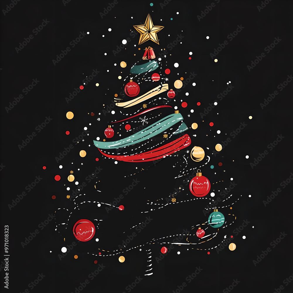 abstract christmas treeon black background abstract christmas treeon black background