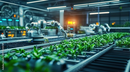 Engineers developing agricultural robots in a research and development lab.