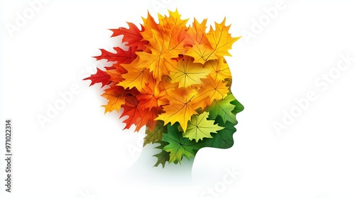 Vibrant maple leaf silhouette in autumn colors for seasonal designs photo