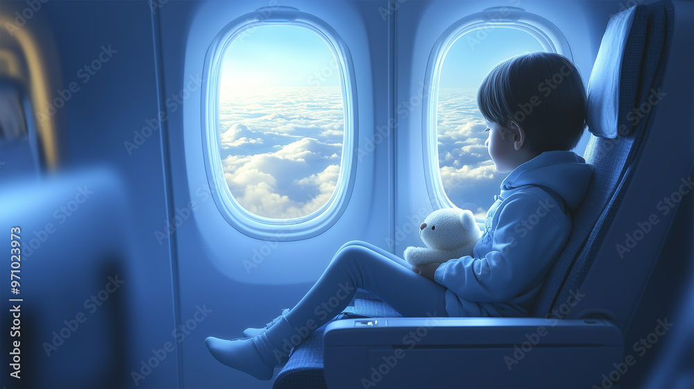 窓の外を眺める静かな子供 窓の外を眺める静かな子供
