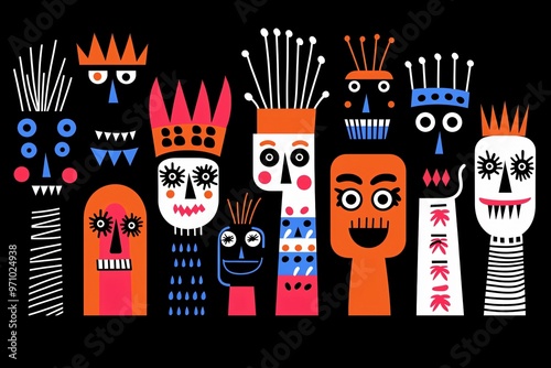 Colorful Abstract Faces Illustration