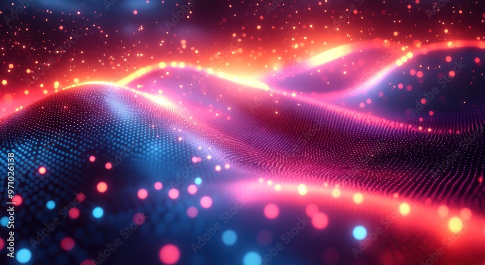 Abstract Digital Landscape with Neon Lights Abstract Digital Landscape with Neon Lights
