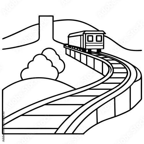 railway roads outline coloring book page line art drawing