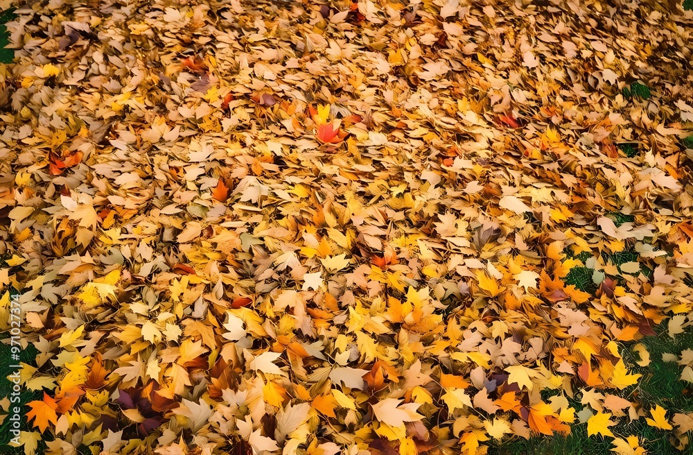 Lots of yellow fall leaves in the grass Lots of yellow fall leaves in the grass