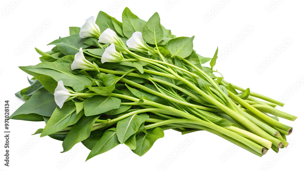 Fototapeta premium Water convolvulus or water spinach on transparent or white background.
