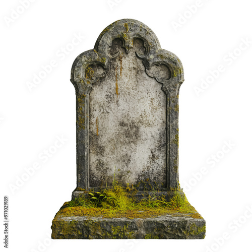 Old, grey tombstone transparent background