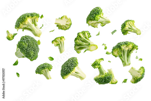 Fresh green broccoli on white background, healthy vegetable for diet photo