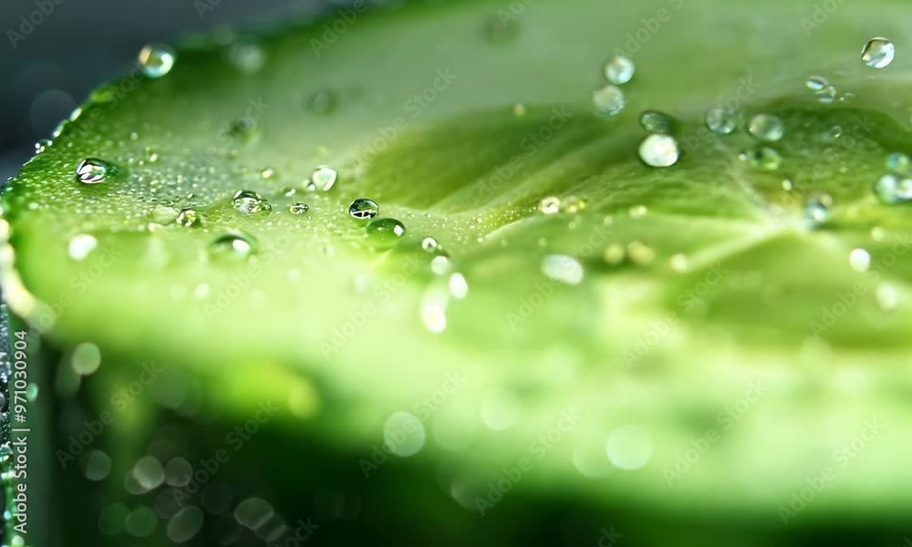 Sliced cucumber with water droplets, hyperrealistic Video Sliced cucumber with water droplets, hyperrealistic Video