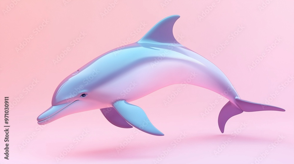 Fototapeta premium Cute Dolphin Illustration on Pastel Background