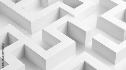 Minimalist White Maze with Geometric Design