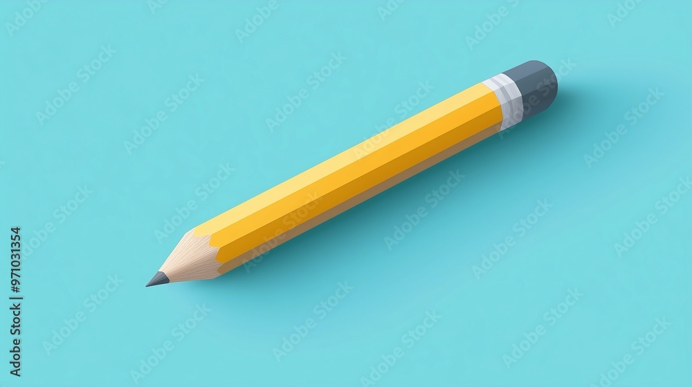 Yellow Pencil on Bright Turquoise Background Yellow Pencil on Bright Turquoise Background
