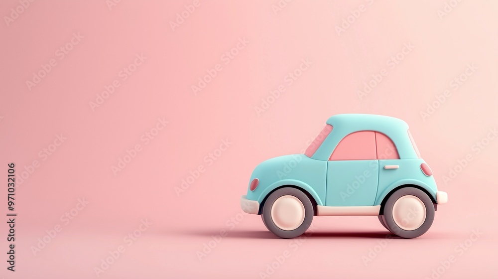 Pastel Toy Car on Pink Background Pastel Toy Car on Pink Background